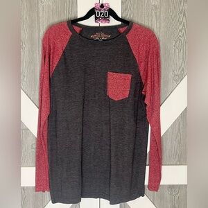 020. Rustic Soul Men's Red and Gray Long Sleeve Tee M